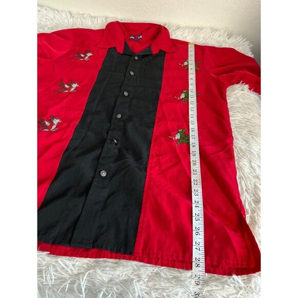 Scorpio USA Vintage Mens  Cuban Cigar Red Shirt Eagles Birds Fighting Embroidere - Picture 6 of 8